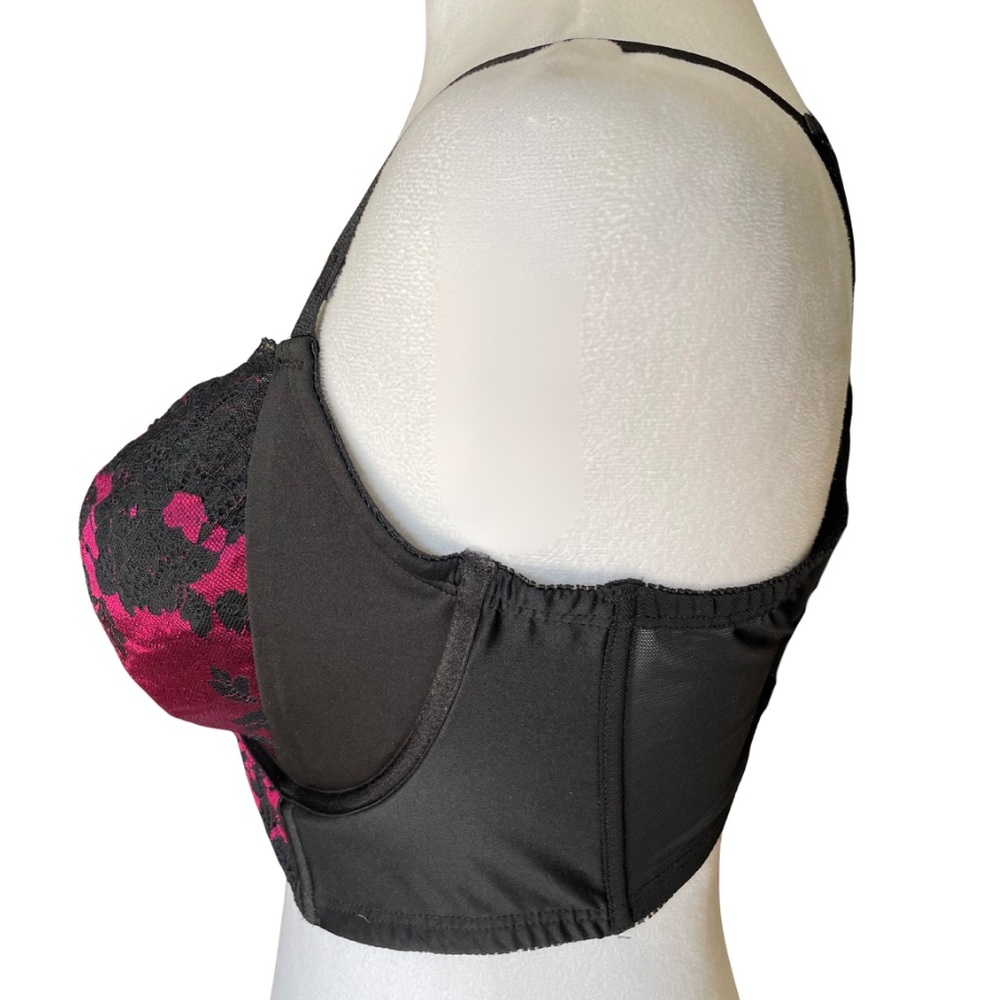 TORRID CURVY Longline Bralette Sz 3 Black Red Lace Underwire Side Boning Harness - Picture 8 of 14